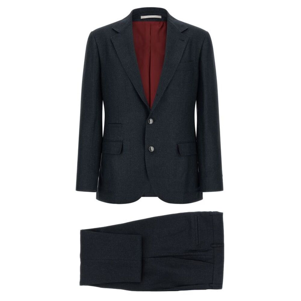 Brunello Cucinelli Blue Silk Two-Piece Men's Suit